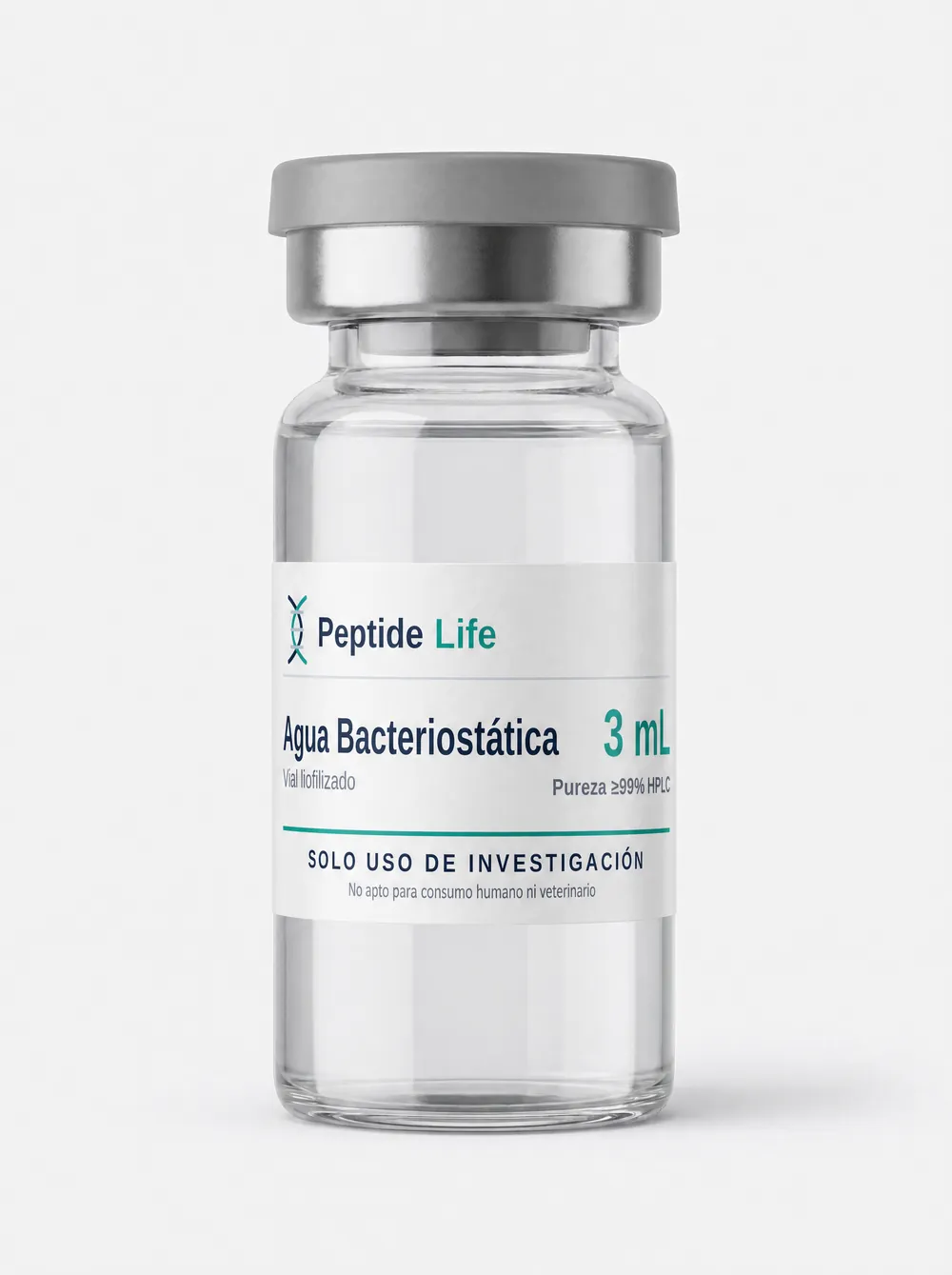 Vial estéril 3 mL de Agua Bacteriostática 3 mL — diluyente bacteriostático para preparación técnica de muestras en entornos de investigación