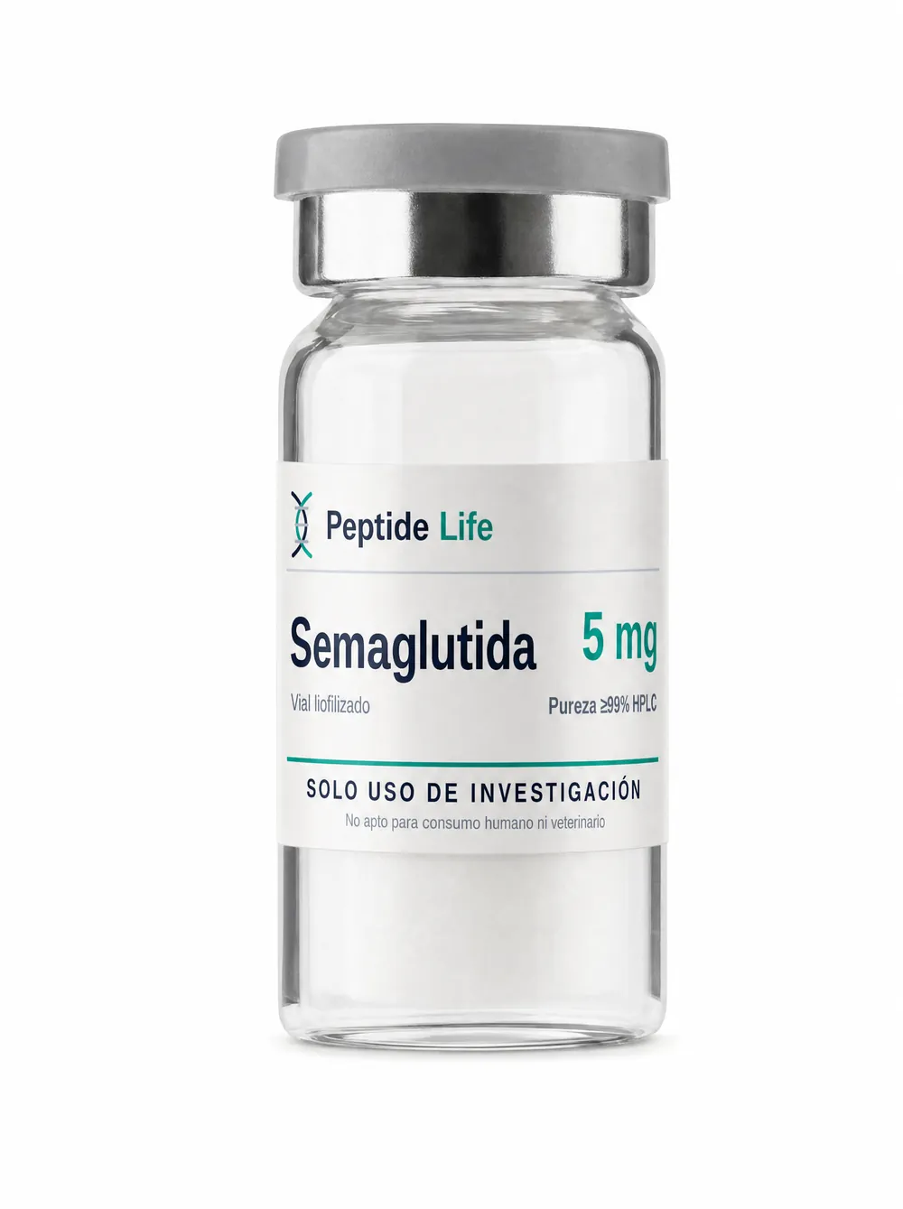Vial liofilizado de Semaglutida 5mg - Péptido GLP-1 para investigación en control de peso México